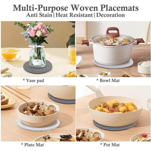 Trivets for Hot Dishes 7 Inch Cotton Pot Holders Heat Resistant Farmhouse Decor - Picture 5 of 8